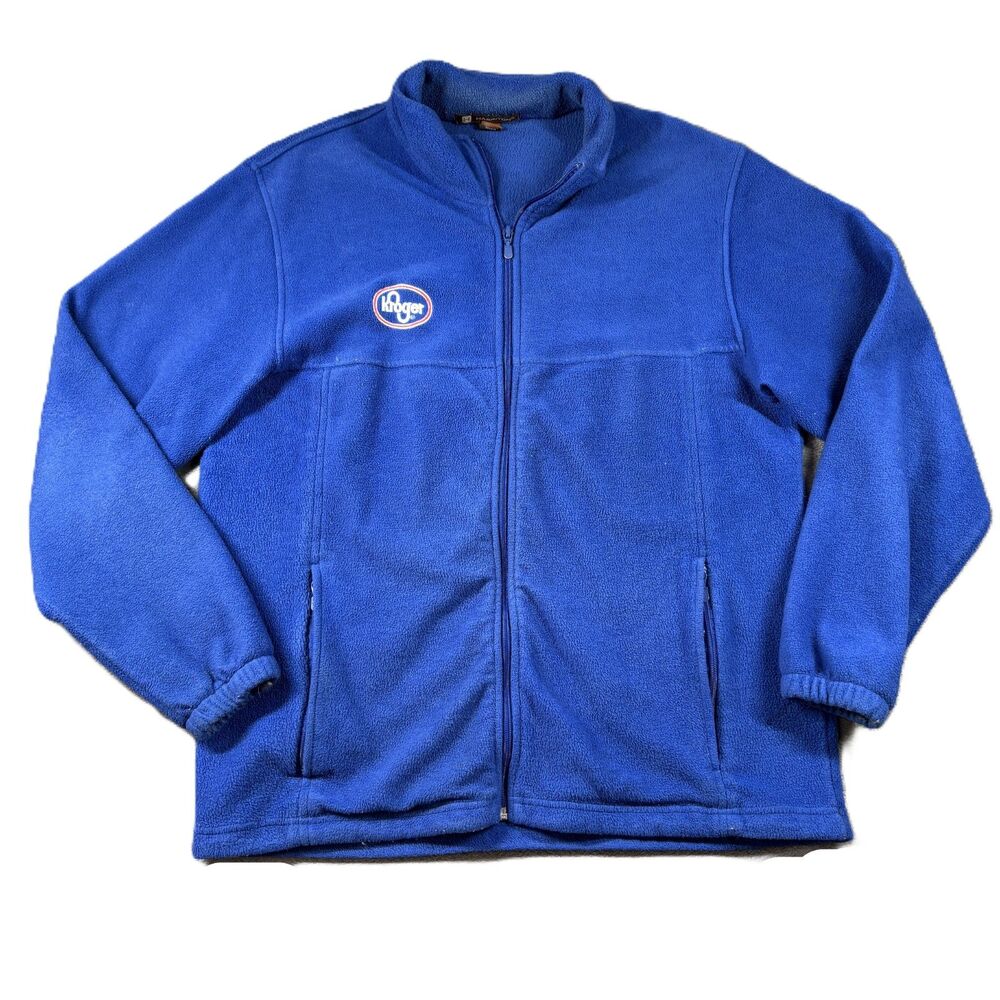 Kroger Employee Fleece Jacket Coat Full Zip Unisex Work Uniform Blue Large C20